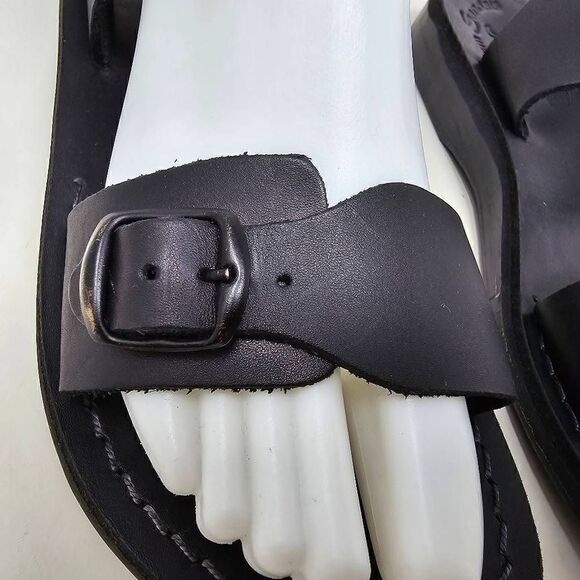 JERUSALEM SANDALS THE ORIGINAL JESUS BLACK LEATHER STRAPPY BUCKLE WOMENS US 6 - Picture 2 of 6